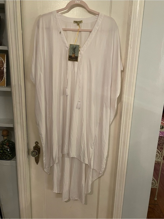 SO Tops - Pineapples White Boho Caftan